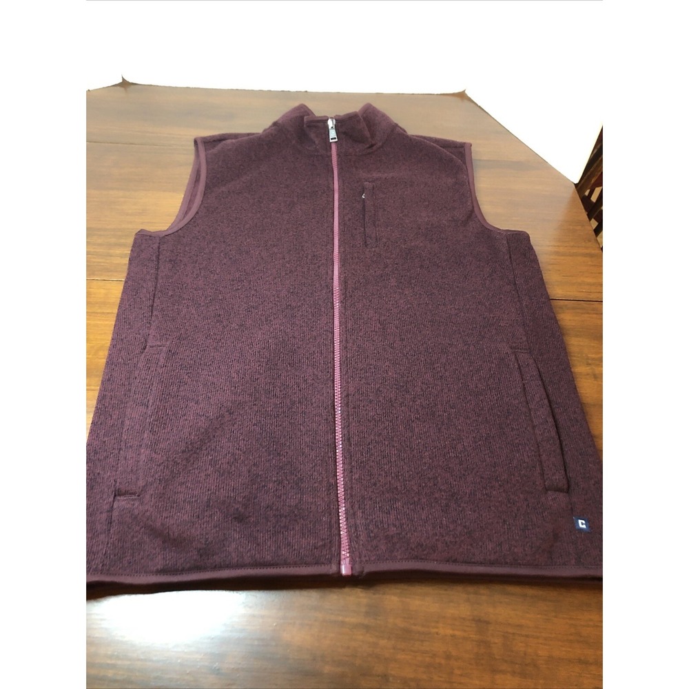 Chaps Size Small Vest Maroon Red Men's Fleece Full Zipper Pockets